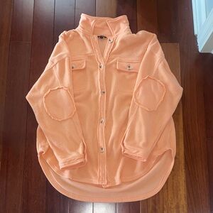 Papermoon Peach Fleece Button-Up Jacket